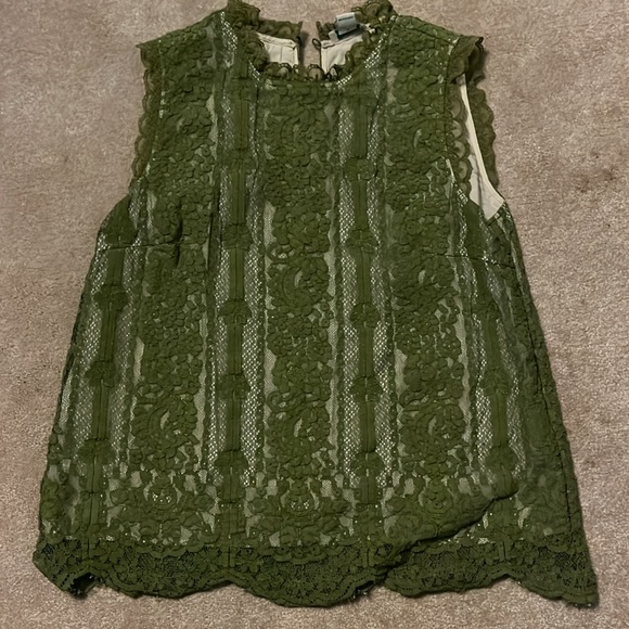 Green Lace Sleeveless Top Sundance Medium - Picture 2 of 11